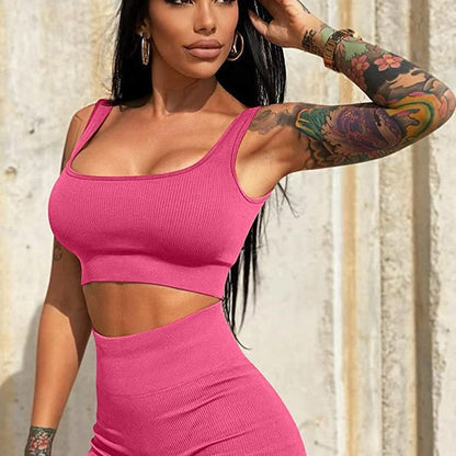 Traje de yoga sin costuras Ropa interior deportiva en forma de U 