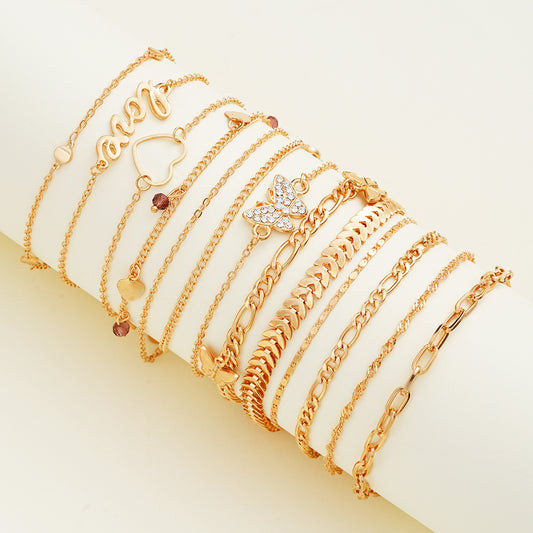 Conjunto de tobilleras con diseño de mariposa retro (13 piezas) 