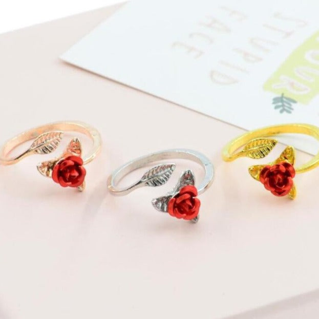 Alloy Adjustable Opening Rose Ring