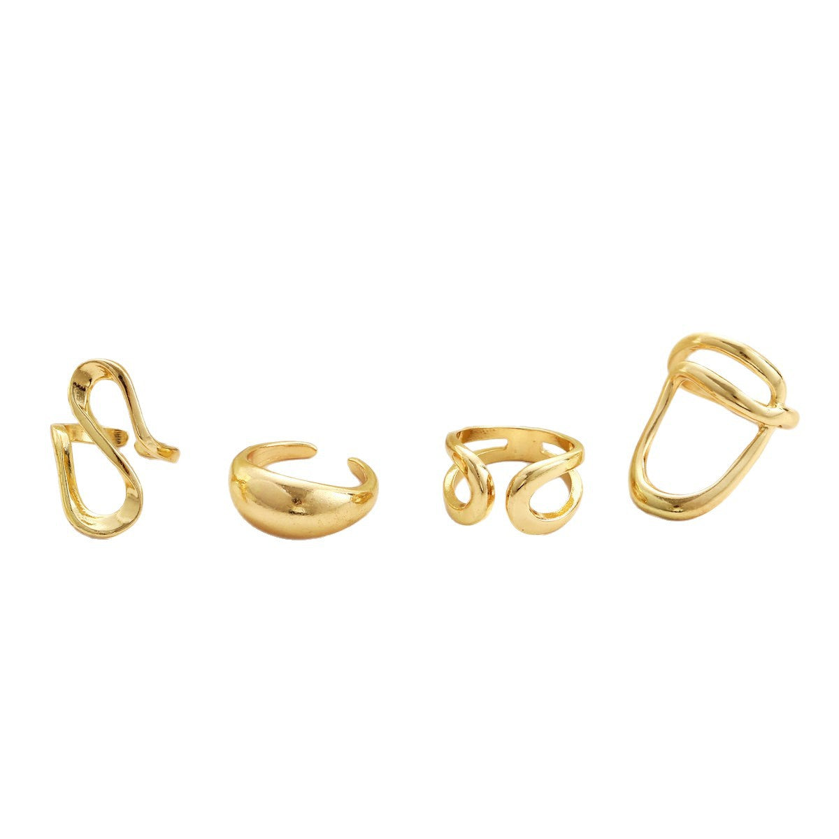 Irregular Gold Geometric Ring Set