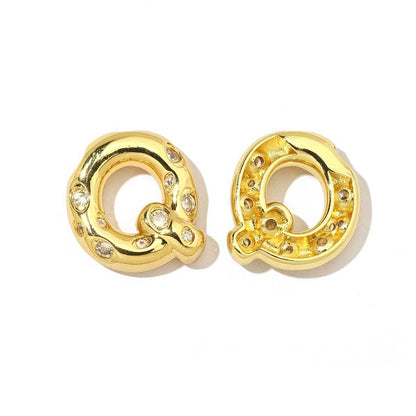 18K real gold copper inlaid zircon 26 letter pendant.