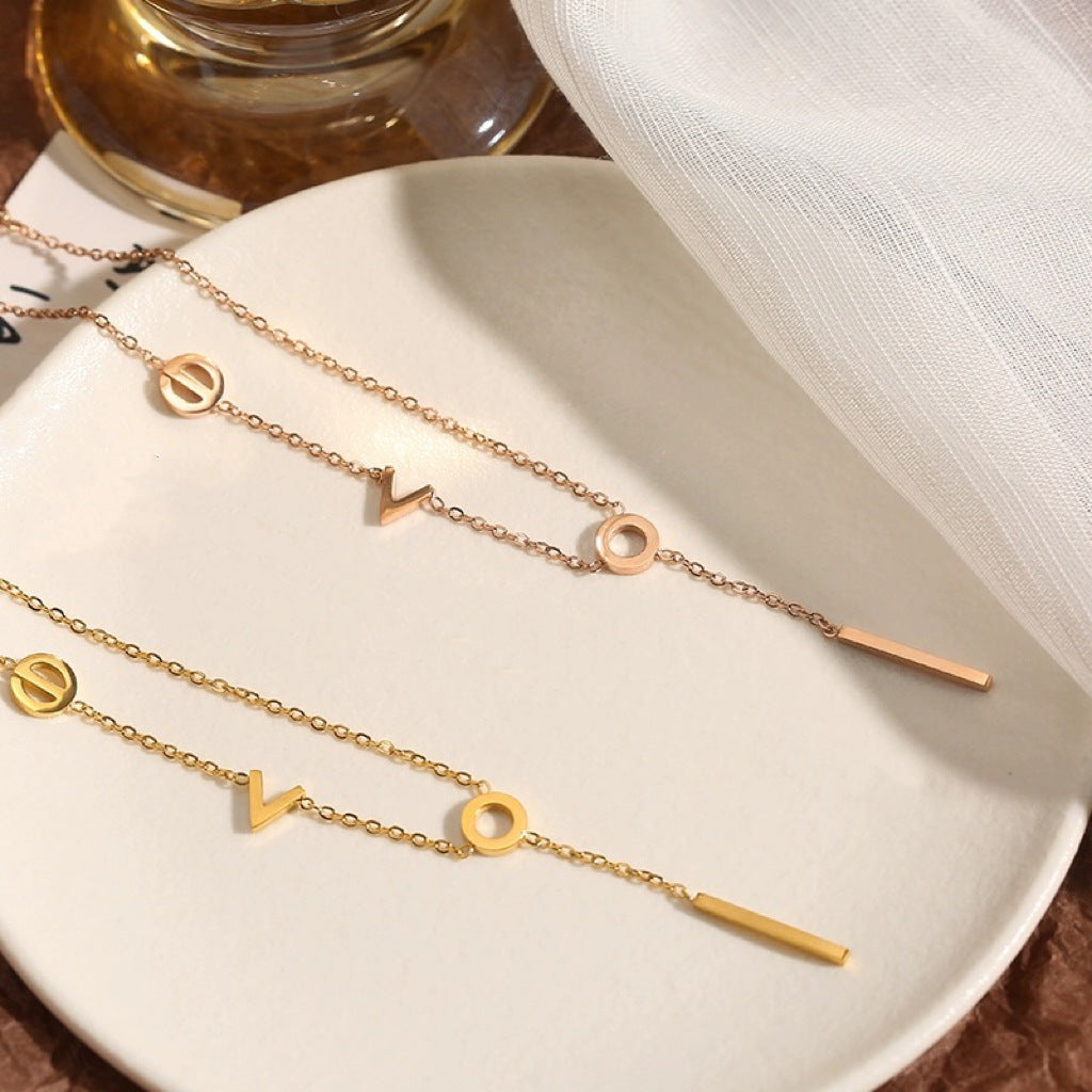 18K Rose Gold-Plated Titanium Steel Love Anklet — Women's