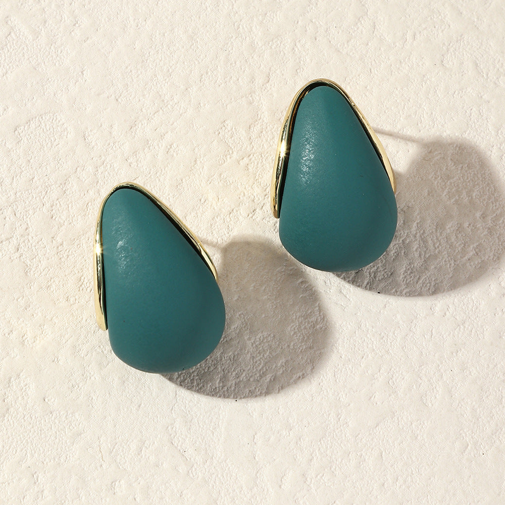 Acrylic painted metal contrasting earrings