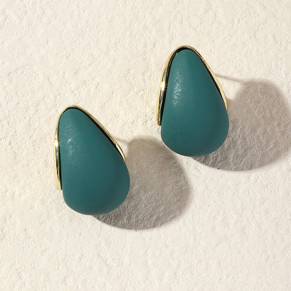 Acrylic painted metal contrasting earrings