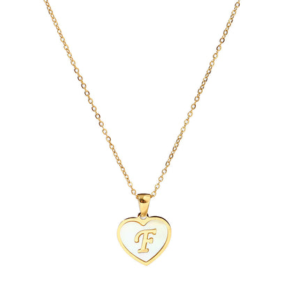 Titanium steel heart-shaped 26 English letter necklace