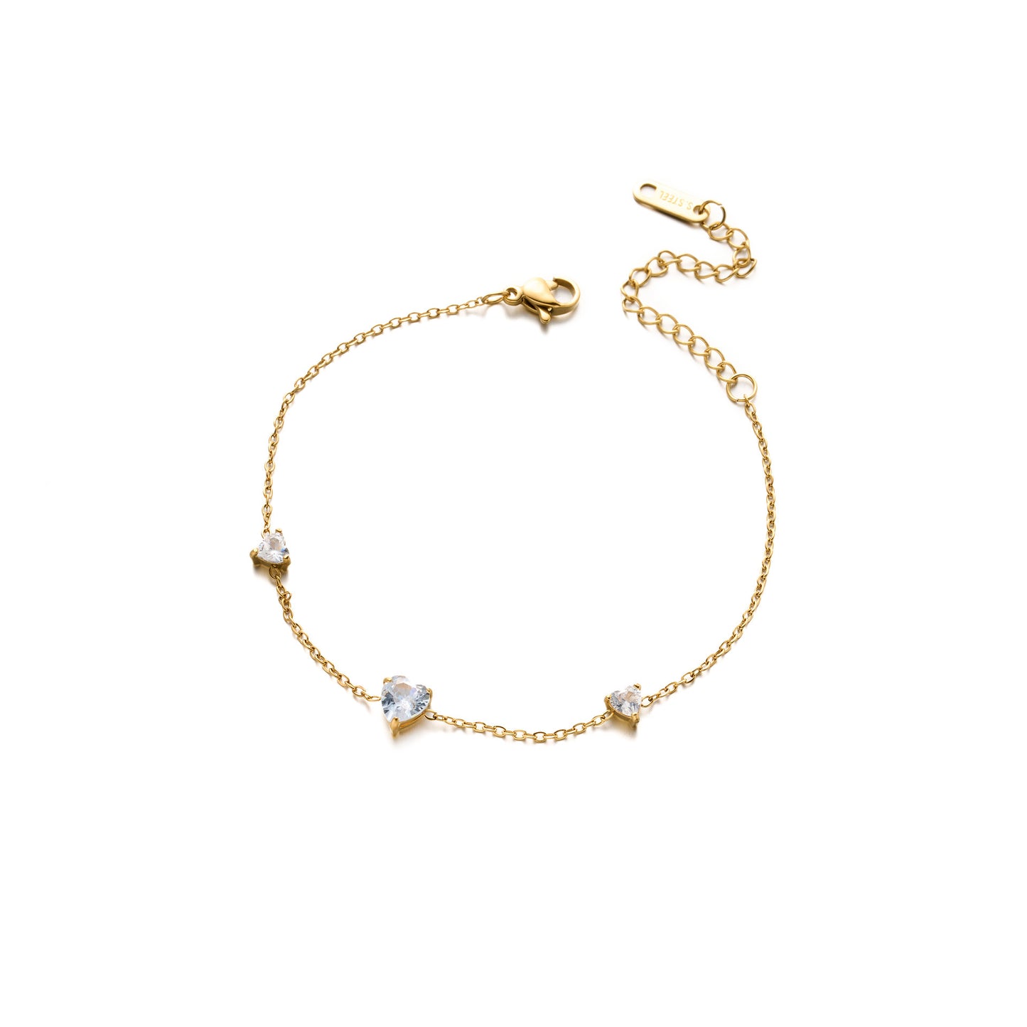 Stainless Steel Zircon Triangle Bracelet