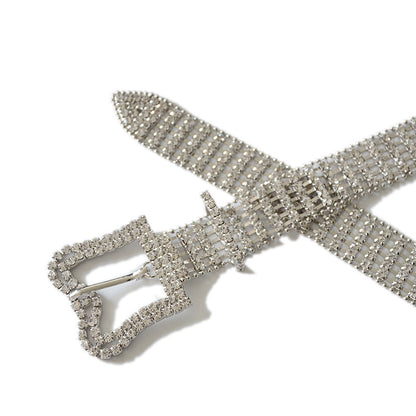 Full Diamond Plantain Buckle Rhinestone Belt
