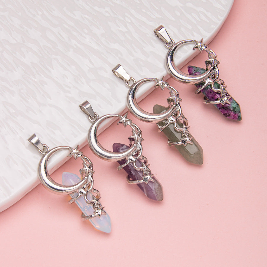 Crystal Hexagonal Star Moon Pendant