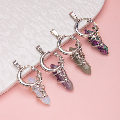 Crystal Hexagonal Star Moon Pendant