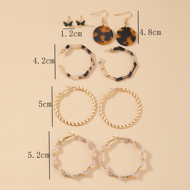 Green Oil Drop Butterfly Acrylic Pearl Earrings