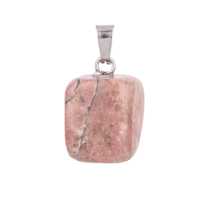 Crystal amorphous semi-precious stone cube pendant
