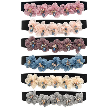 Stylish sparkling rhinestone elastic belt