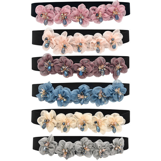 Stylish sparkling rhinestone elastic belt