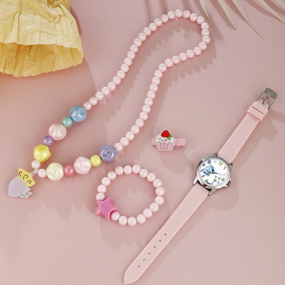 Animal Dial Round Quartz Watch Jewelry Set