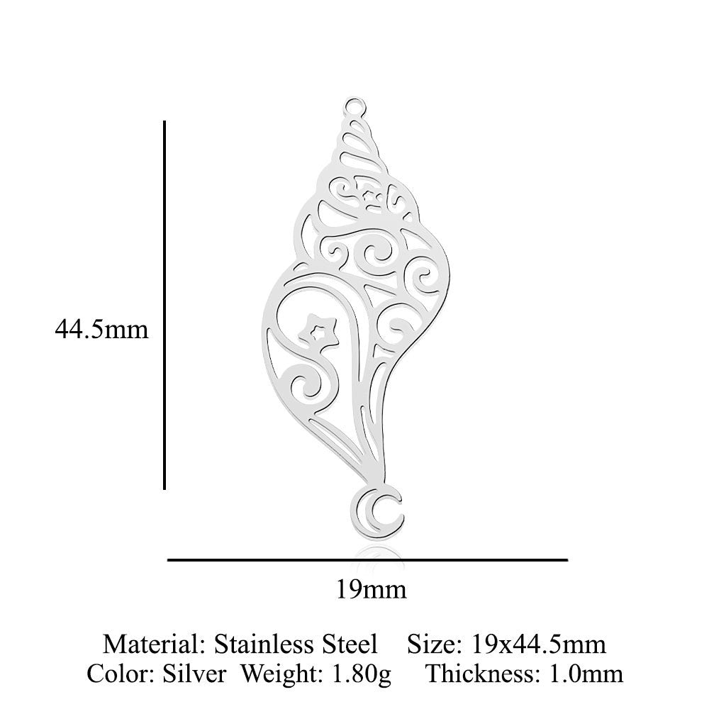 5 pcs/bag, mermaid tail titanium steel pendant.