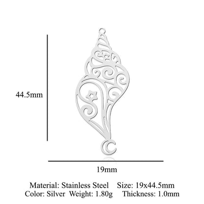 5 pcs/bag, mermaid tail titanium steel pendant.