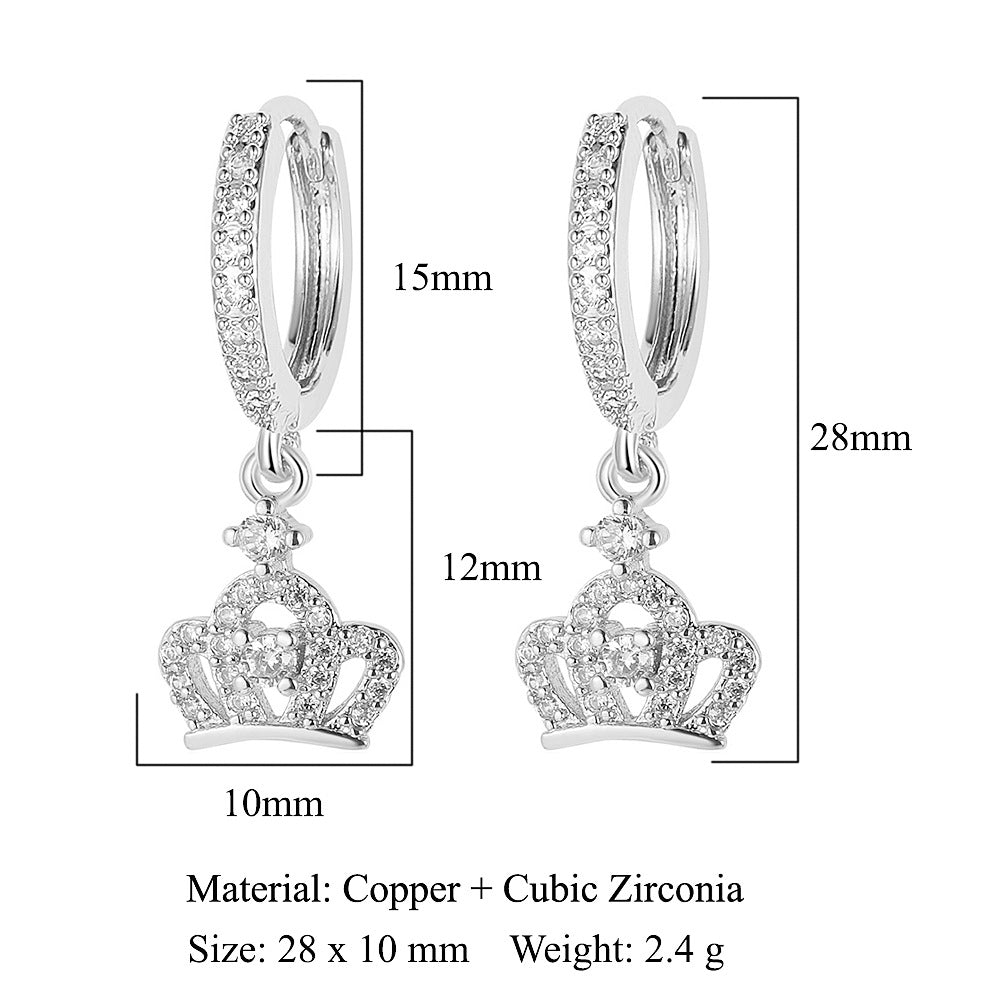Crescent Star Flower Copper Zircon Women's Earrings