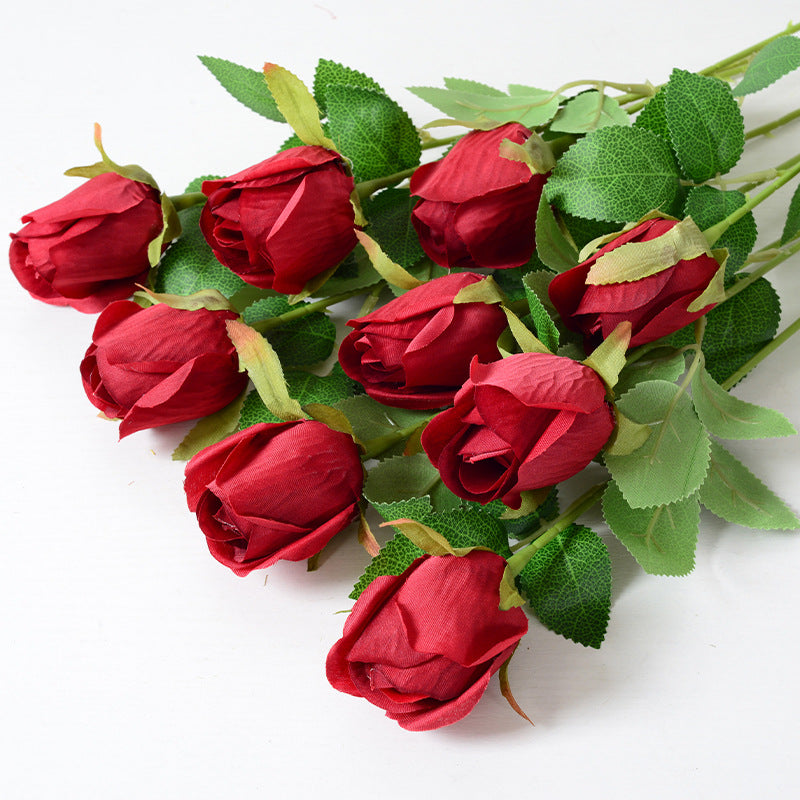 Artificial rose bud silk flower