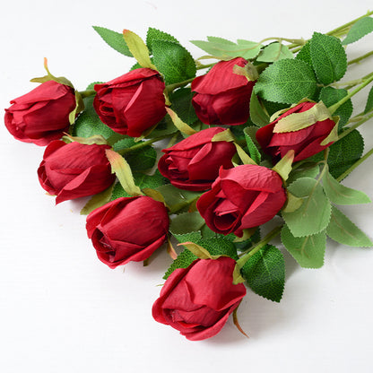 Artificial rose bud silk flower