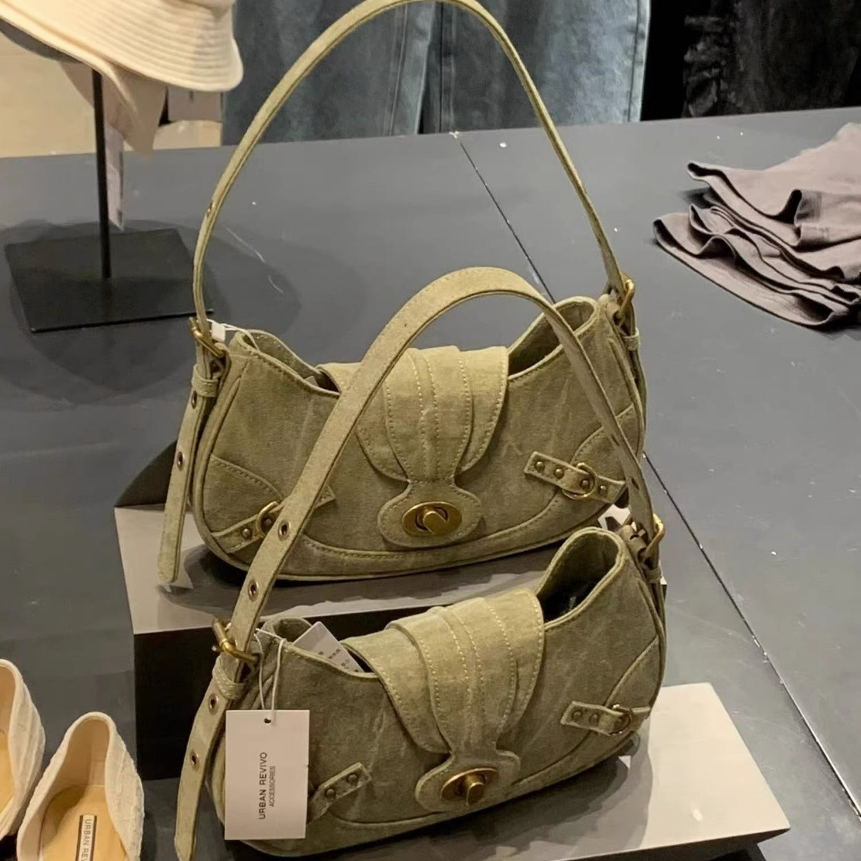 Vintage Crossbody Canvas Saddle Bag