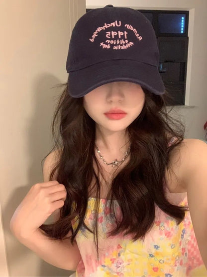 Embroidered Wide-Brim Baseball Cap