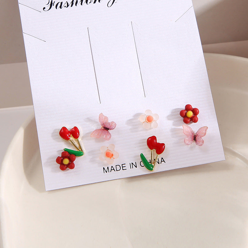 Colorful Fruit & Butterfly Earring Set