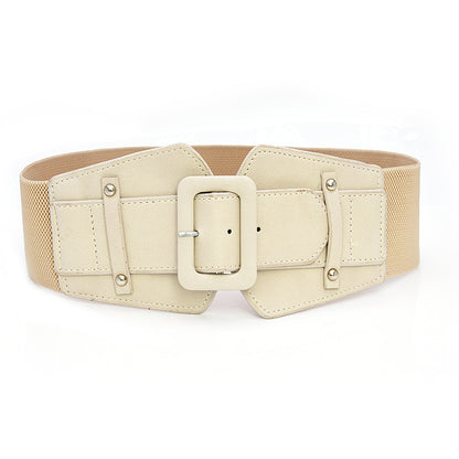 Belt PU leather pin buckle waist wide belt