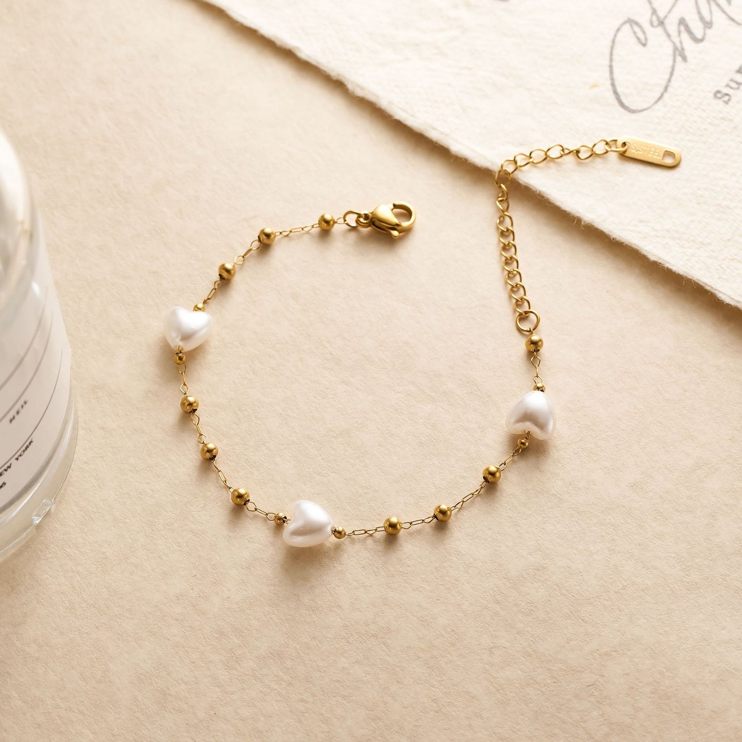 Titanium Steel Love Pearl Bracelet