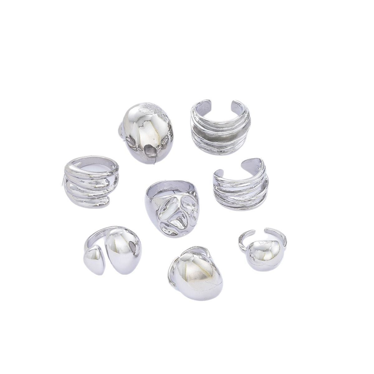 Irregular Geometric Open Ring Set (8-piece)