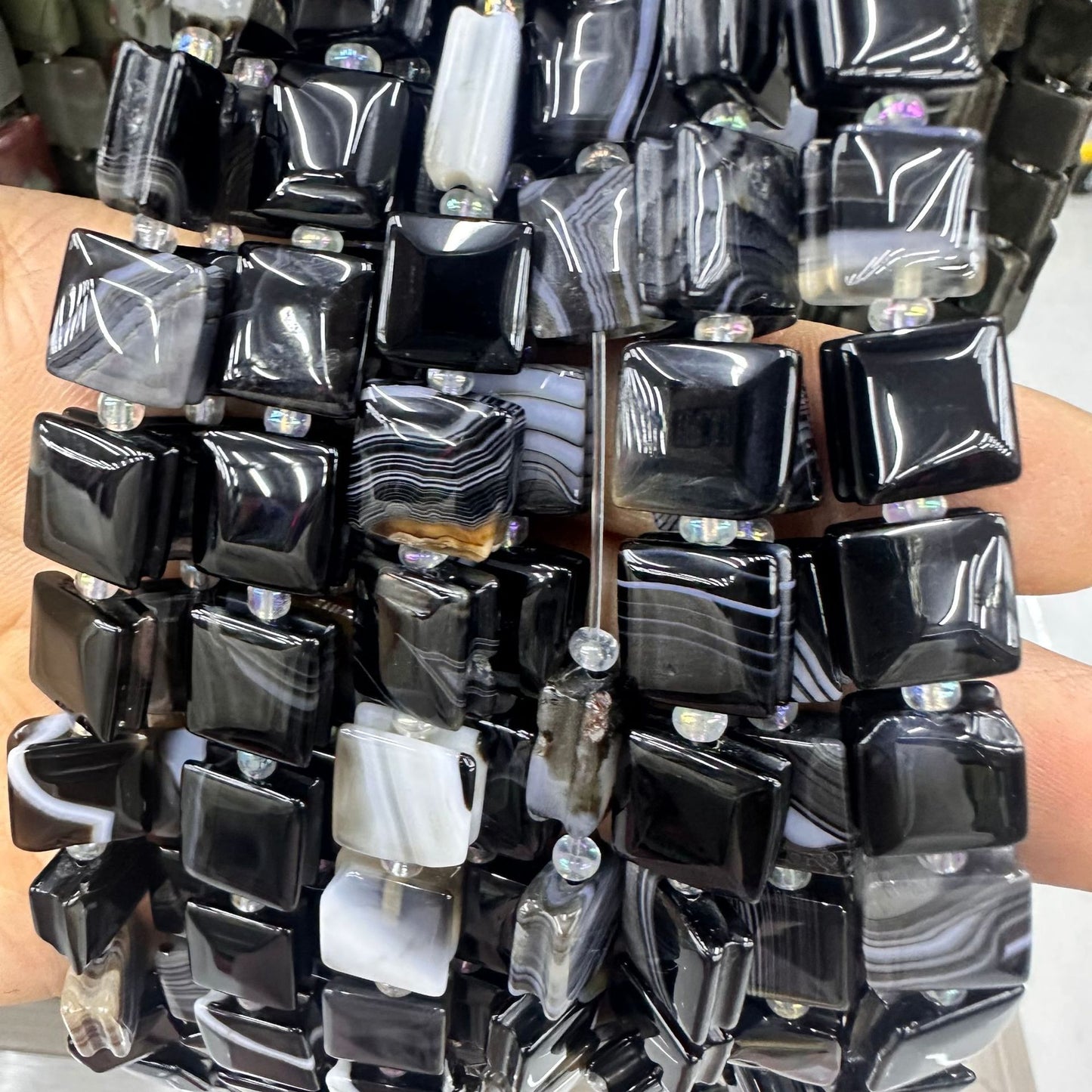 Contas de cristal em formato quadrado, contas soltas 