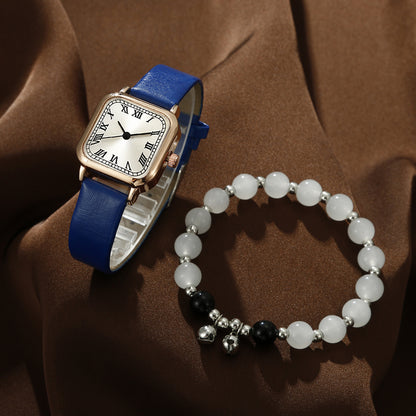 Square Watch Dial Belt Women's Jewelry Set