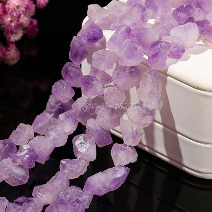 Amethyst flower irregular rough stone porous loose beads