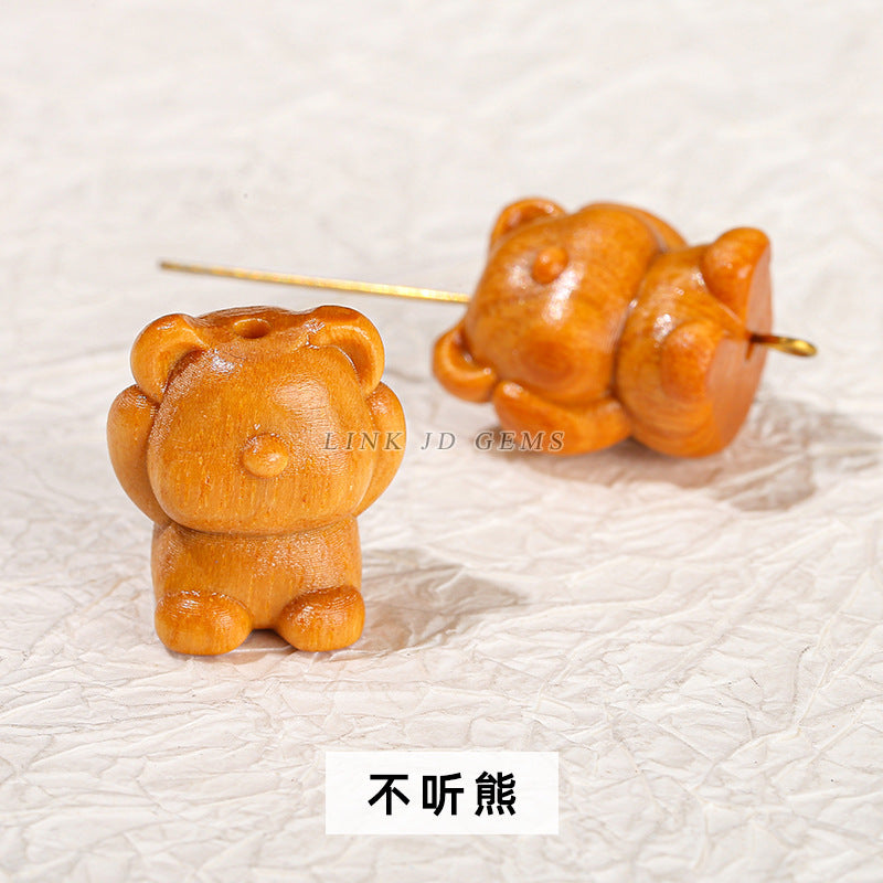 Barbie sandalwood pet bear wooden pendant