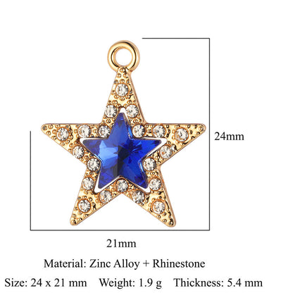 Paquete de 5 colgantes de aleación de zinc con forma de estrella, luna y sol 