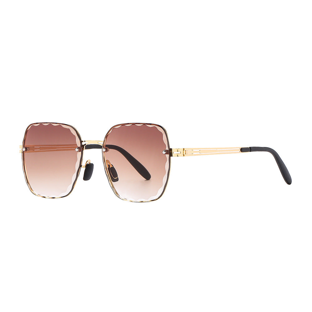 Gafas de sol cuadradas sin marco con degradado para mujer, modernas, de metal, con protección UV 