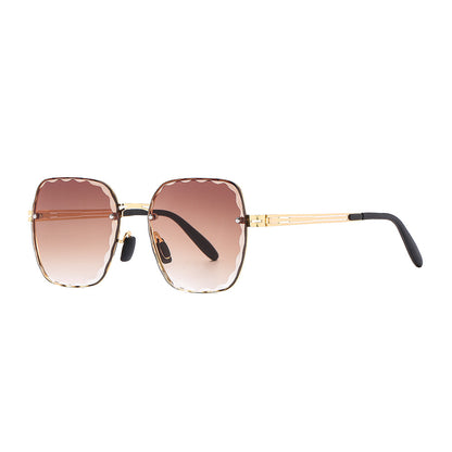 Gafas de sol cuadradas sin marco con degradado para mujer, modernas, de metal, con protección UV 
