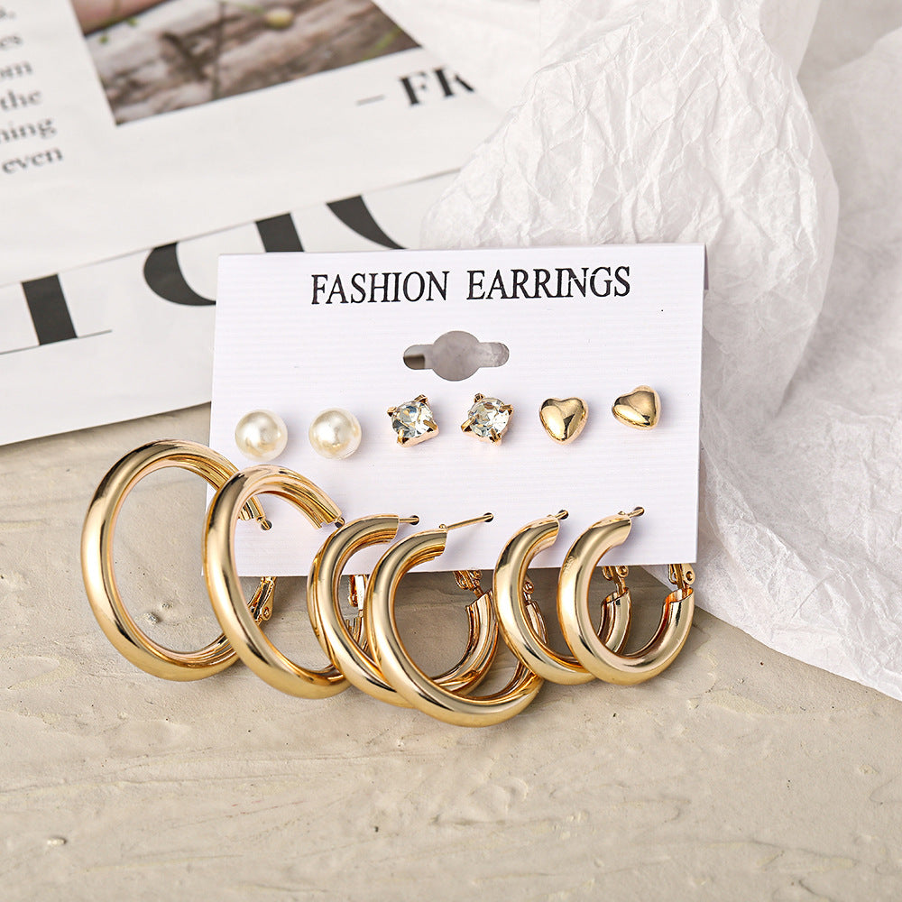 Punk Gold C-Shaped Earring Set