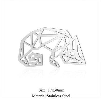 5 pcs/titanium steel large accessories paper-cut animal pendant