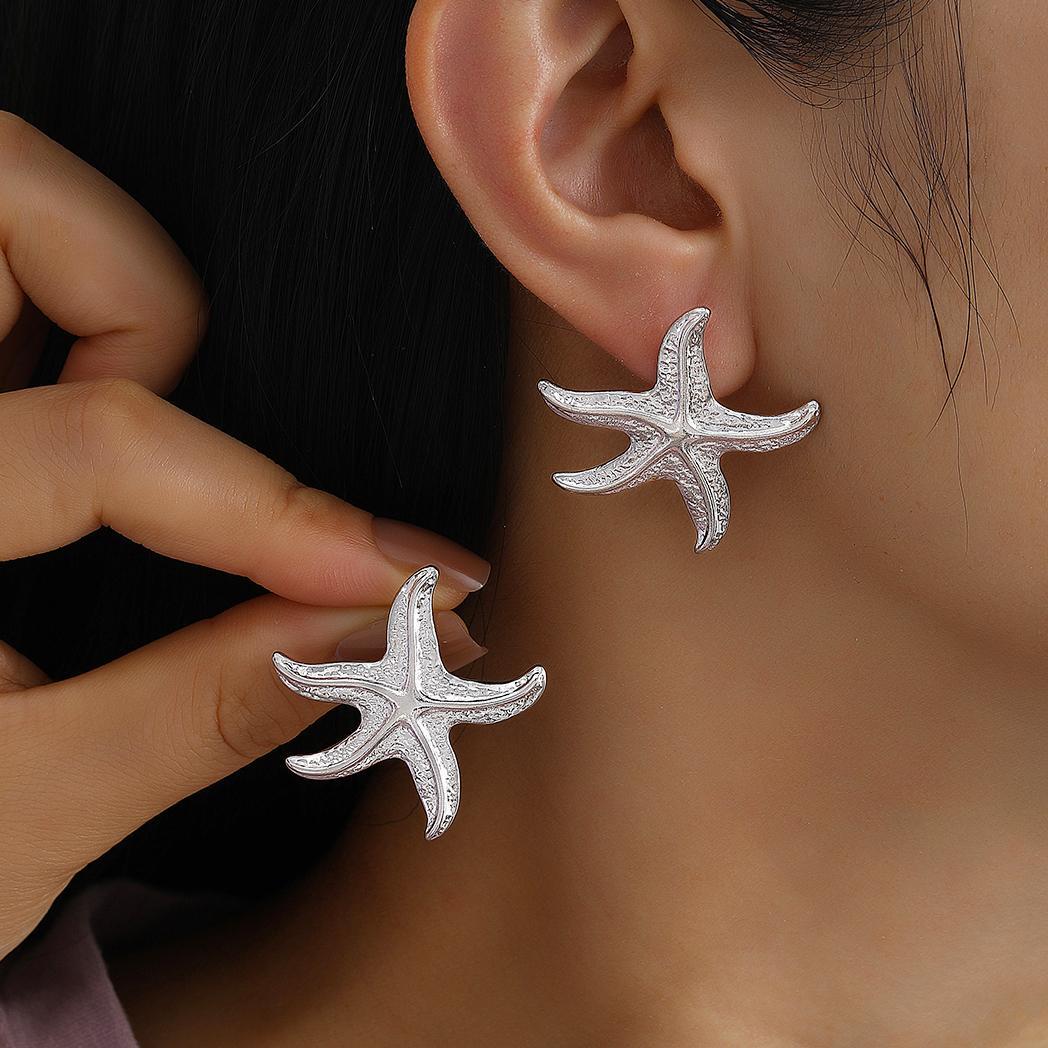 Starfish & Leaf Stud Earrings