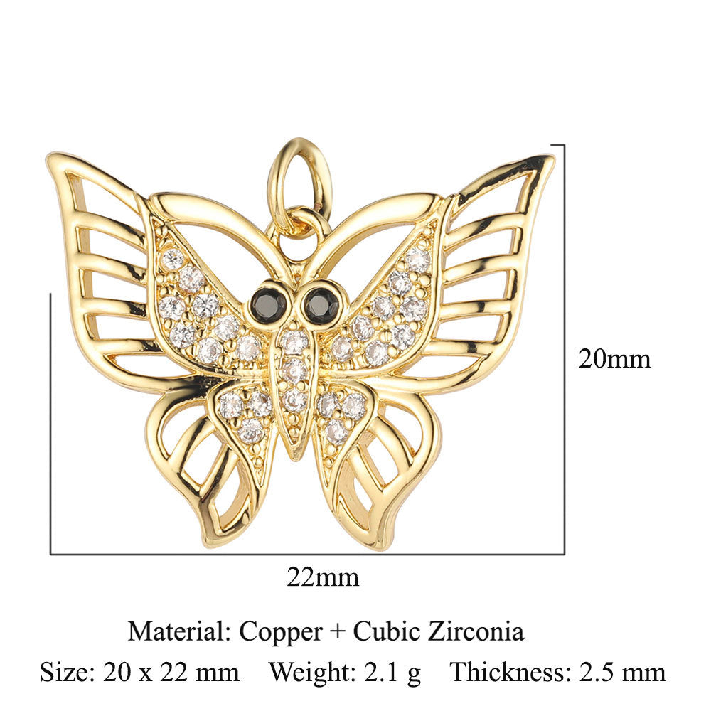 Copper zircon DIY animal necklace bracelet pendant