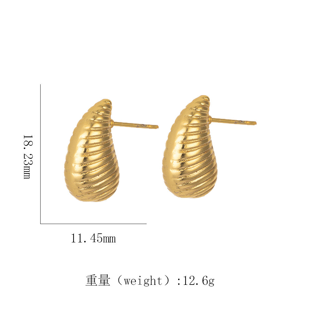 18K Gold Titanium Steel Waterdrop Rhombus Stud Earrings