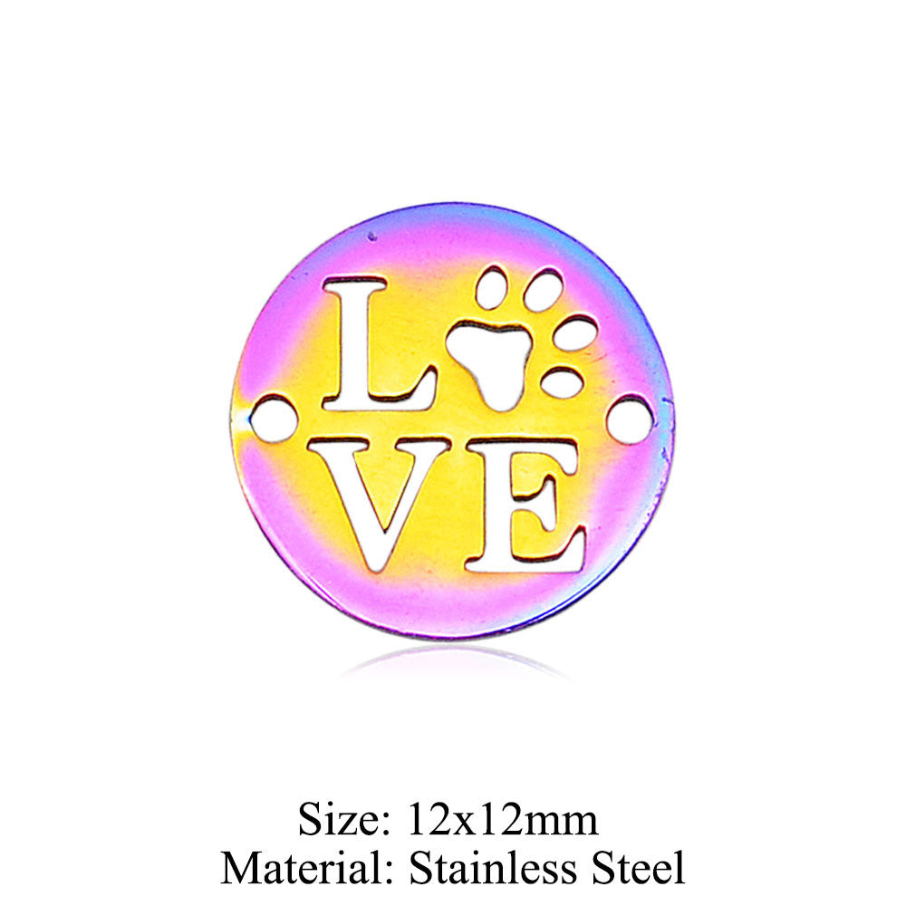 5 pcs/plated colorful rabbit dog paw titanium steel pendant