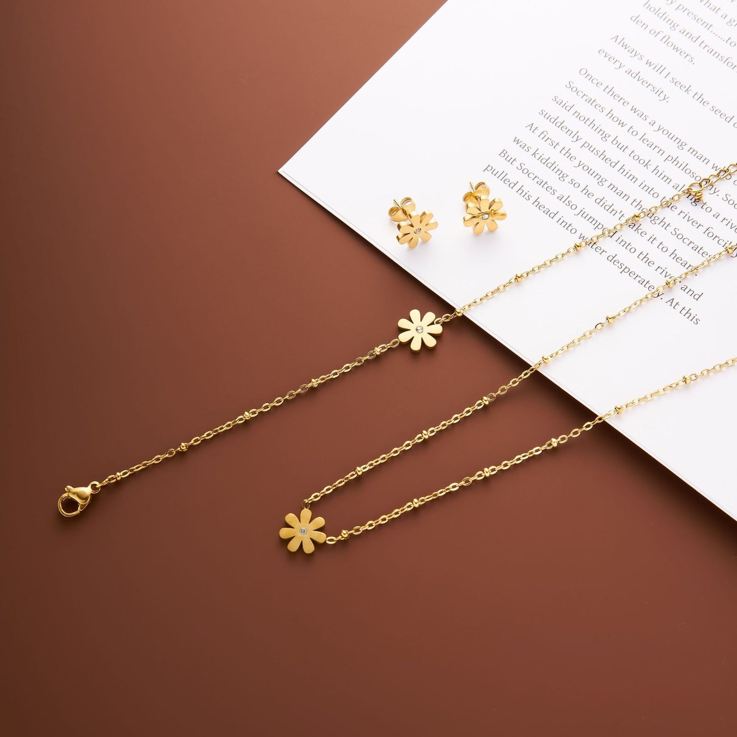 Titanium Steel Daisy Jewelry Set