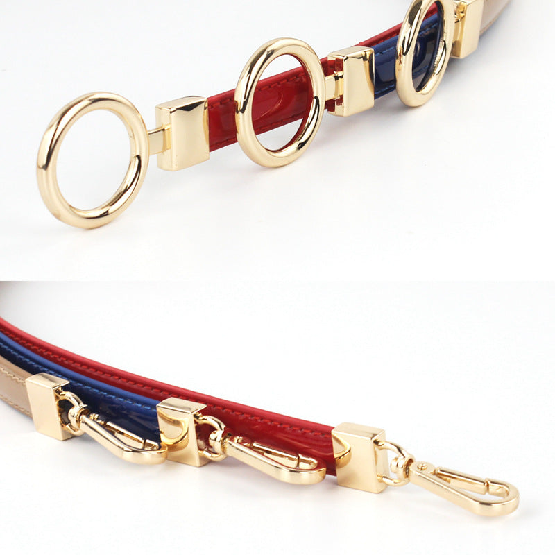 Gold buckle leather thin belt