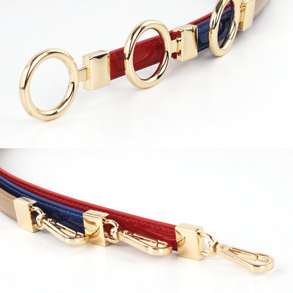 Gold buckle leather thin belt
