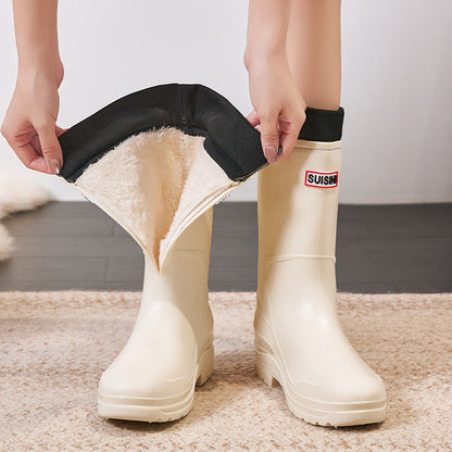 Tall rain shoes fixed cotton to keep warm fashion