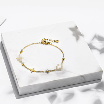 Four-leaf clover drill titanium steel bracelet