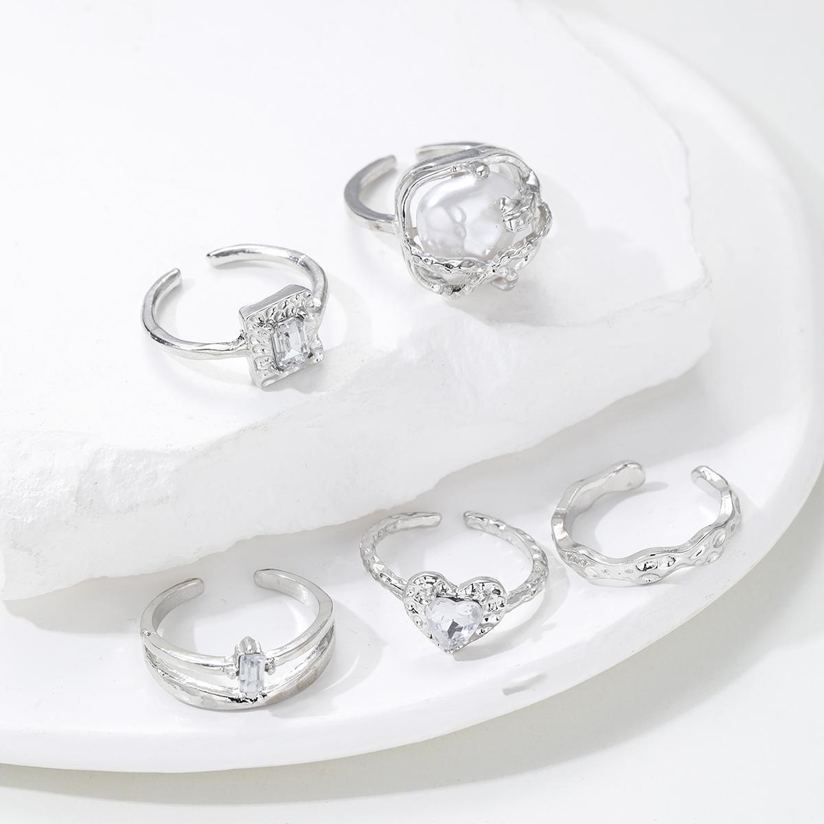Geometric Metal Ring Set (5-Piece)