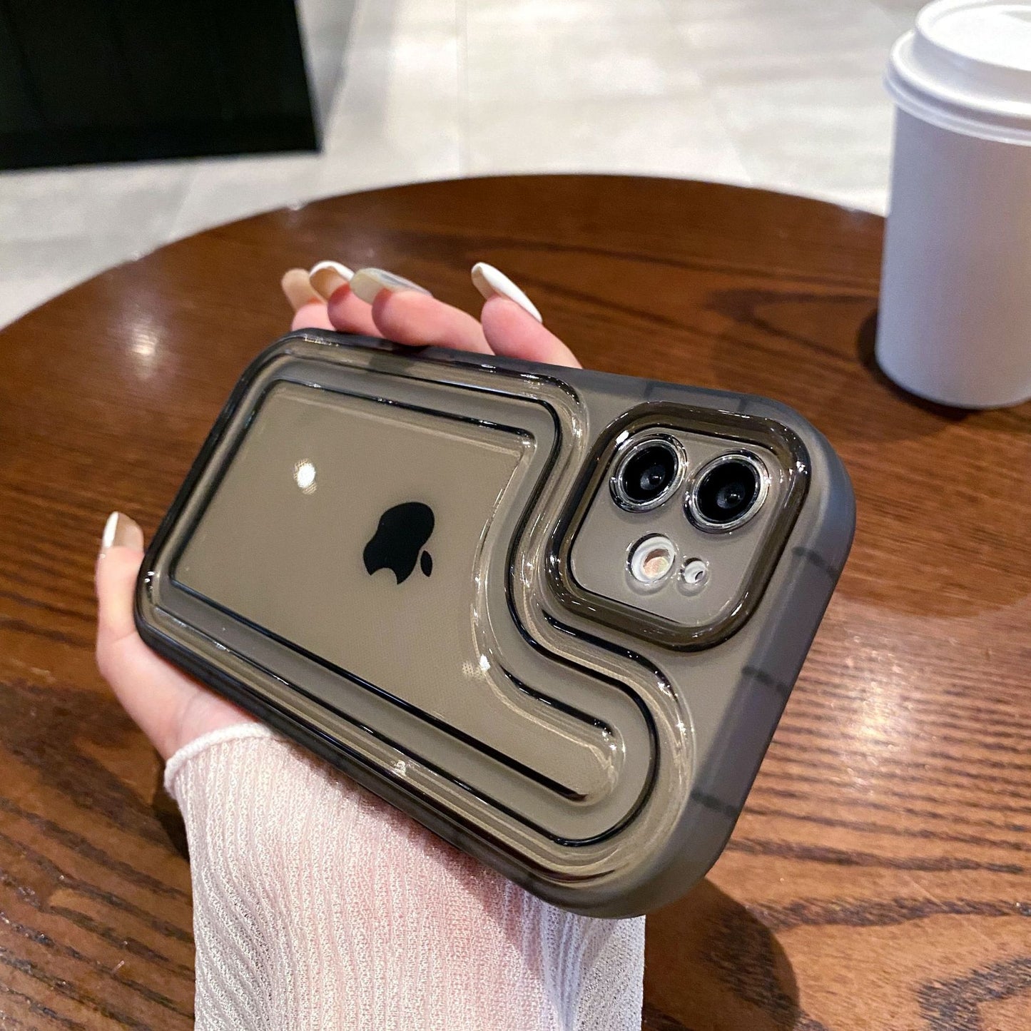 Funda transparente Track para iPhone 15, Pro, 12, 7P, sencilla, de TPU, a prueba de golpes 