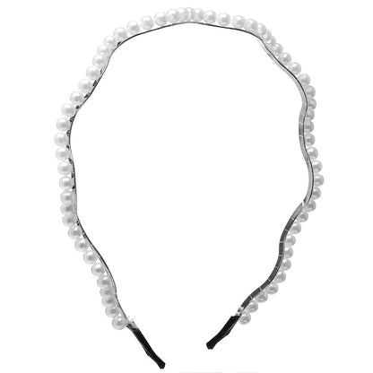 Diadema retro de perlas para mujer 